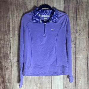 Victoria's Secret Love Pink Women's Large Lavender 1/4 Zip Pullover Sweatshirt